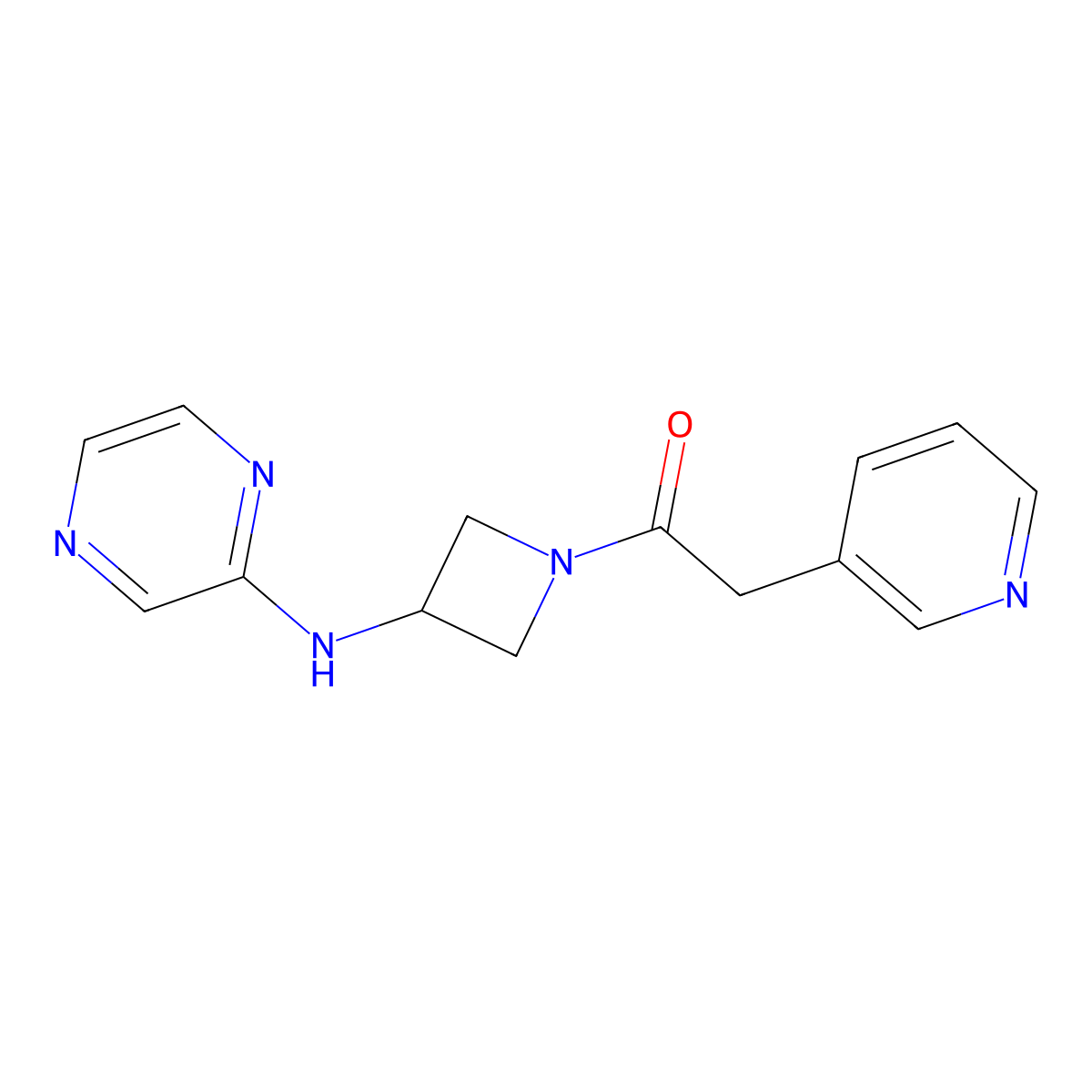 1-{3-[(Pyrazin-2-yl)amino]azetidin-1-yl}-2-(pyridin-3-yl)ethan-1-one molecular structure, CAS 2194846-62-1