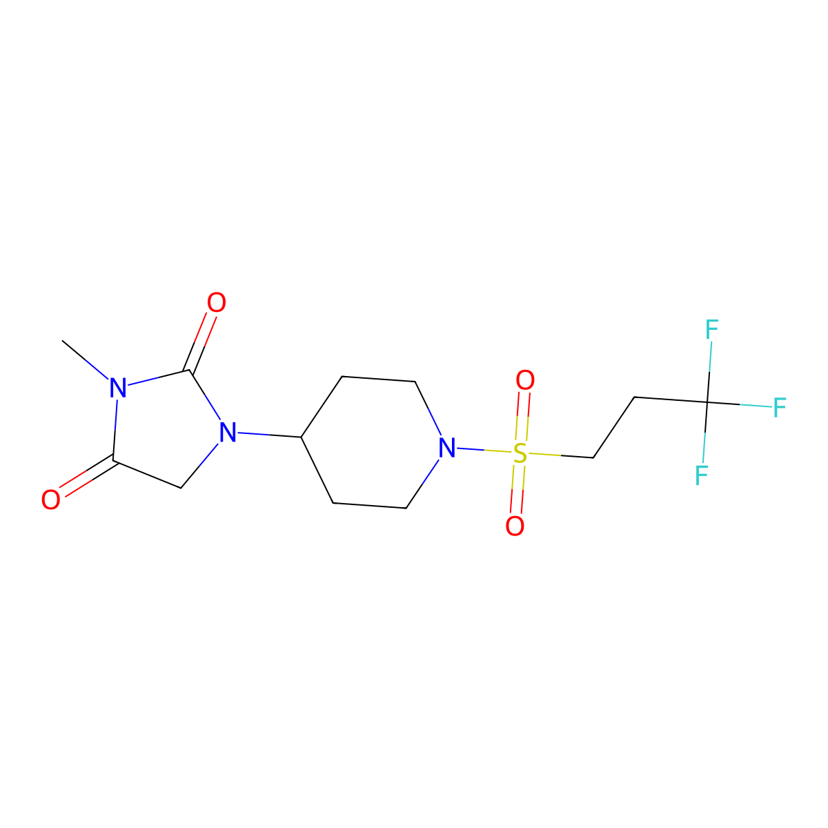 3-Methyl-1-[1-(3,3,3-trifluoropropanesulfonyl)piperidin-4-yl]imidazolidine-2,4-dione molecular structure, CAS 2194846-65-4