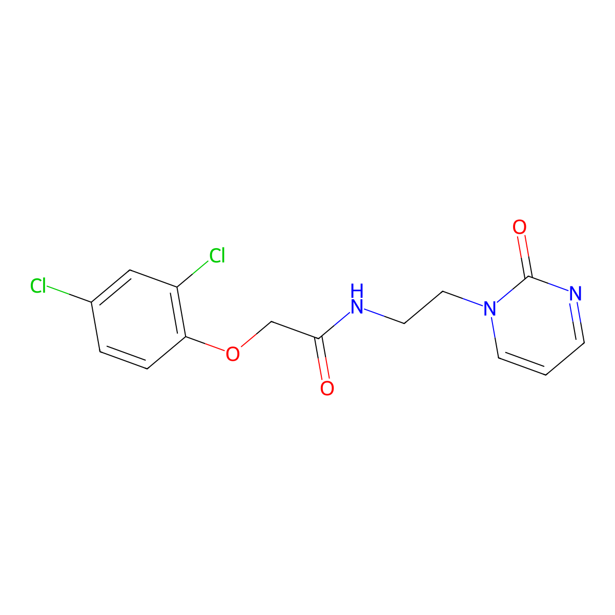 2-(2,4-dichlorophenoxy)-N-(2-(2-oxopyrimidin-1(2H)-yl)ethyl)acetamide molecular structure, CAS 2194846-66-5