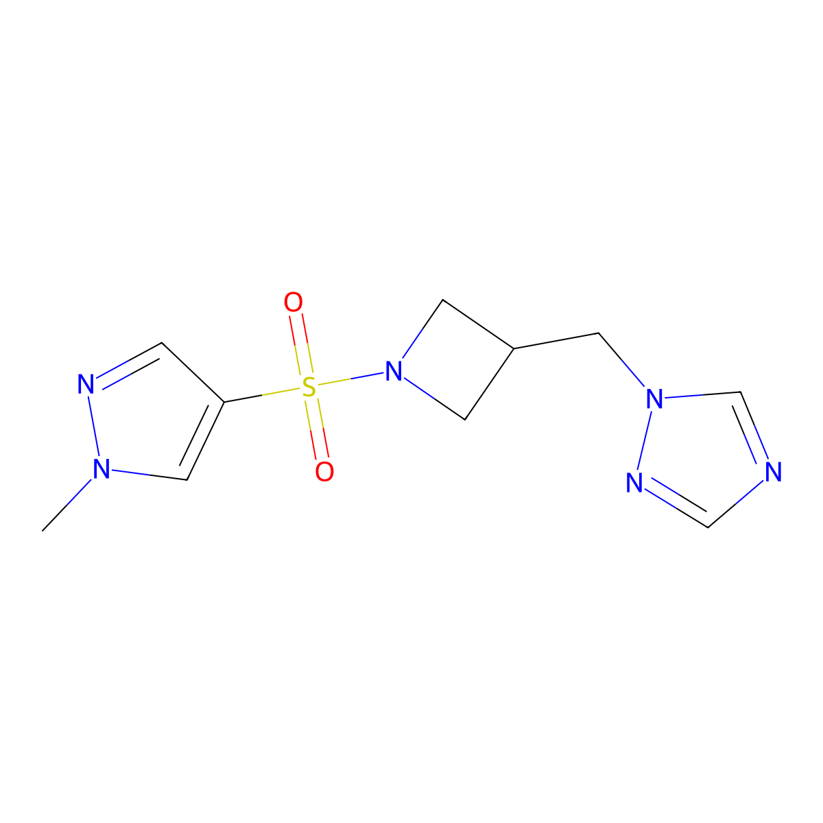 1-({1-[(1-methyl-1H-pyrazol-4-yl)sulfonyl]azetidin-3-yl}methyl)-1H-1,2,4-triazole molecular structure, CAS 2194846-77-8