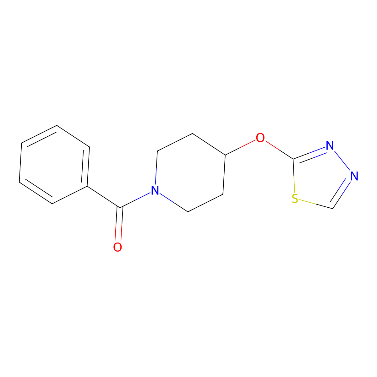 1-Benzoyl-4-(1,3,4-thiadiazol-2-yloxy)piperidine molecular structure, CAS 2194846-98-3