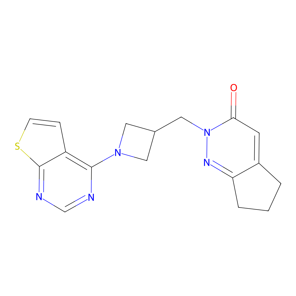 2-[(1-{thieno[2,3-d]pyrimidin-4-yl}azetidin-3-yl)methyl]-2H,3H,5H,6H,7H-cyclopenta[c]pyridazin-3-one molecular structure, CAS 2194847-09-9