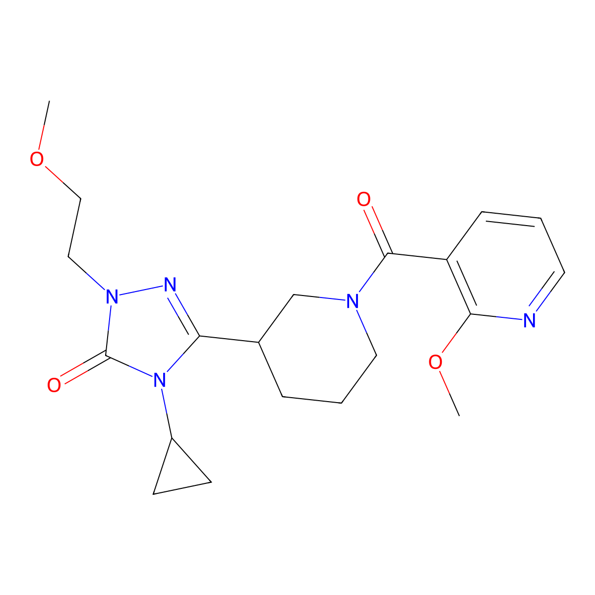 4-cyclopropyl-1-(2-methoxyethyl)-3-(1-(2-methoxynicotinoyl)piperidin-3-yl)-1H-1,2,4-triazol-5(4H)-one molecular structure, CAS 2194847-13-5