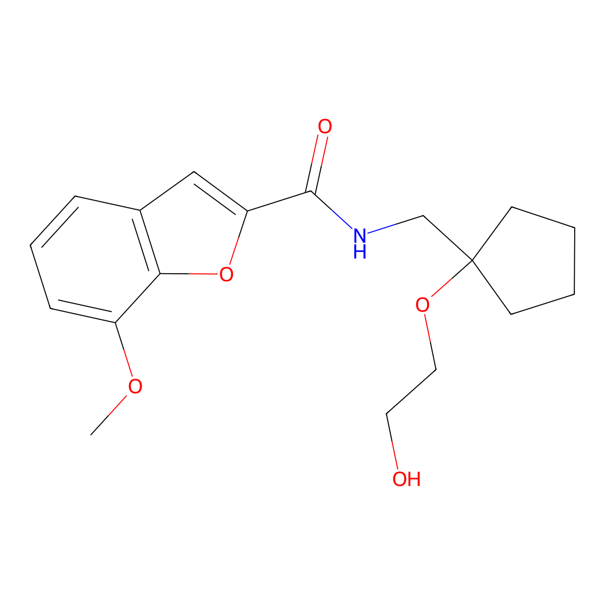 N-{[1-(2-hydroxyethoxy)cyclopentyl]methyl}-7-methoxy-1-benzofuran-2-carboxamide molecular structure, CAS 2194847-24-8