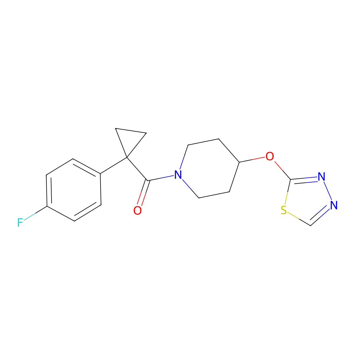 (4-((1,3,4-Thiadiazol-2-yl)oxy)piperidin-1-yl)(1-(4-fluorophenyl)cyclopropyl)methanone molecular structure, CAS 2194847-26-0