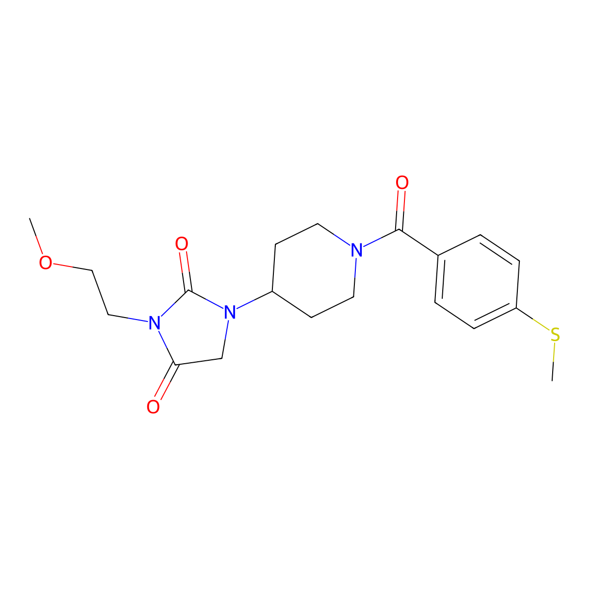 3-(2-Methoxyethyl)-1-{1-[4-(methylsulfanyl)benzoyl]piperidin-4-yl}imidazolidine-2,4-dione molecular structure, CAS 2194847-33-9