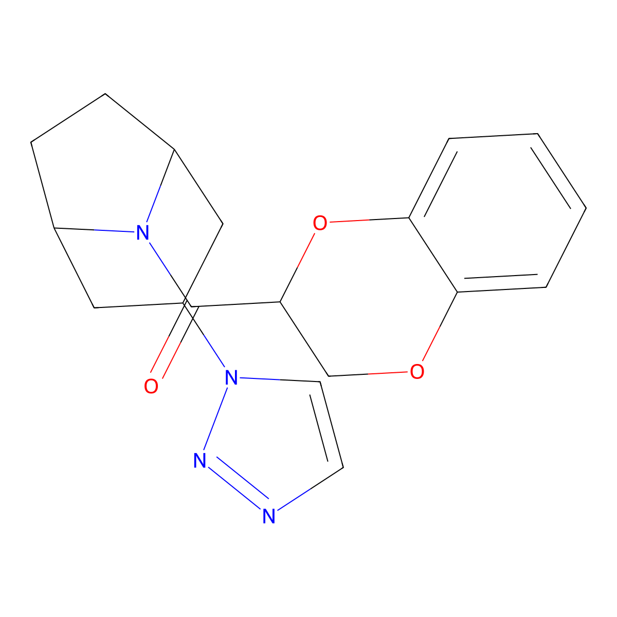8-(2,3-dihydro-1,4-benzodioxine-2-carbonyl)-3-(1H-1,2,3-triazol-1-yl)-8-azabicyclo[3.2.1]octane molecular structure, CAS 2194847-34-0