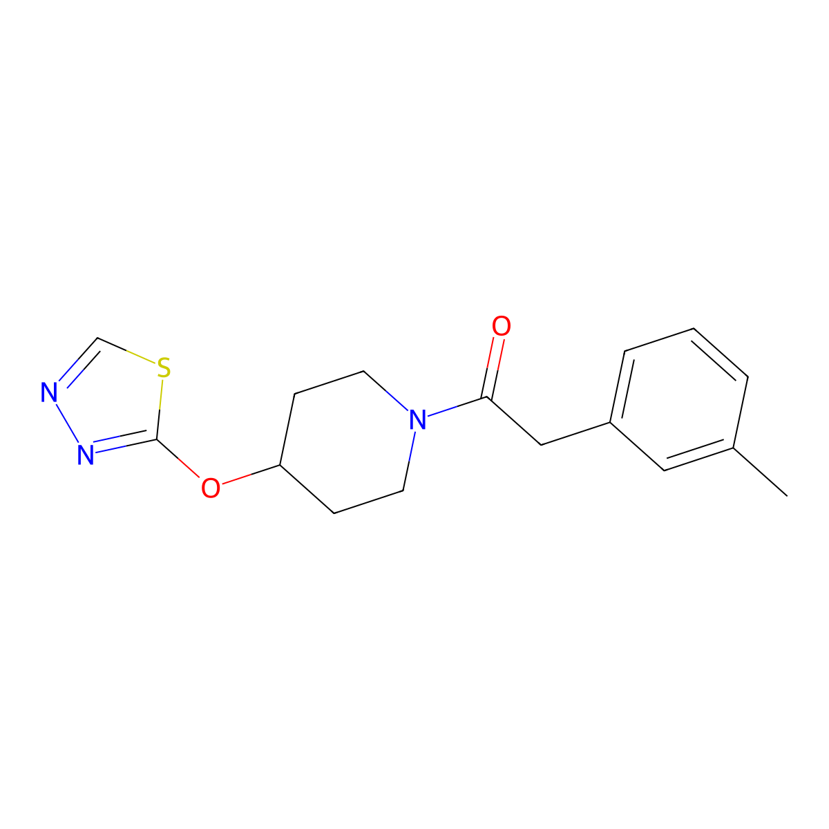 2-(3-Methylphenyl)-1-[4-(1,3,4-thiadiazol-2-yloxy)piperidin-1-yl]ethan-1-one molecular structure, CAS 2194847-40-8