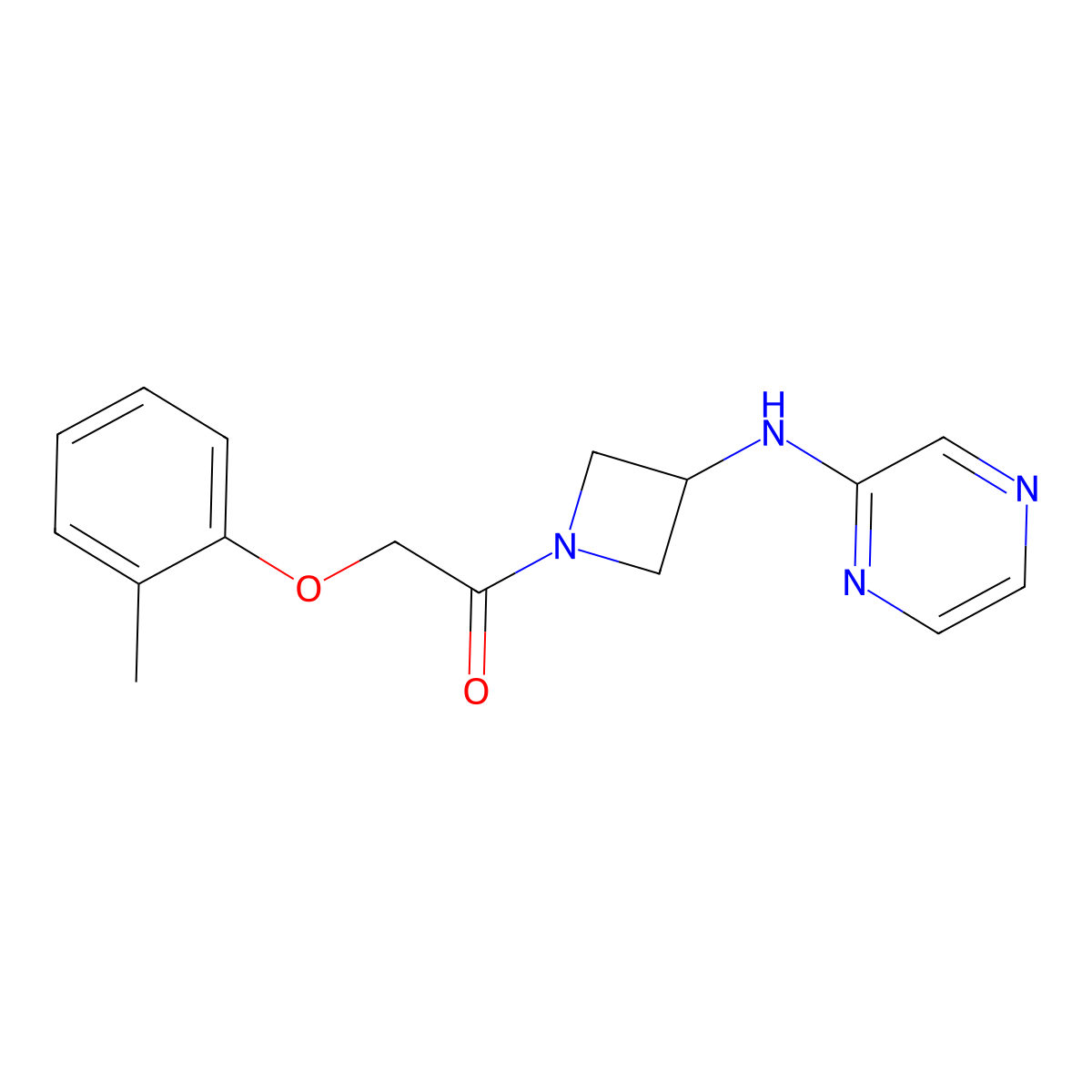 2-(2-Methylphenoxy)-1-{3-[(pyrazin-2-yl)amino]azetidin-1-yl}ethan-1-one molecular structure, CAS 2194847-41-9
