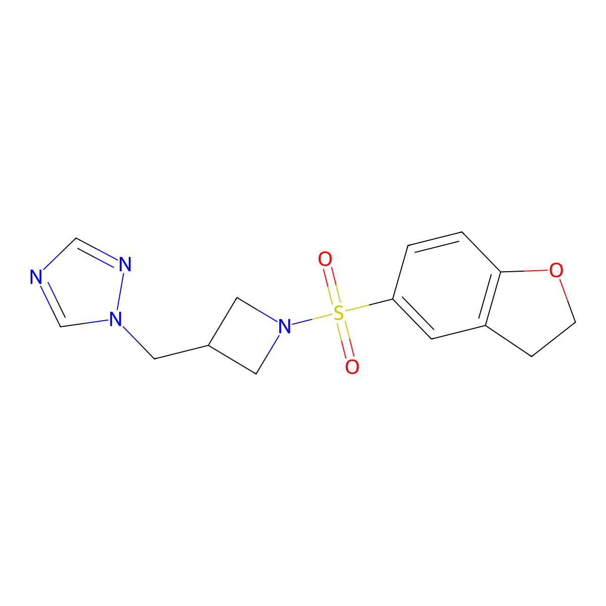 1-{[1-(2,3-dihydro-1-benzofuran-5-sulfonyl)azetidin-3-yl]methyl}-1H-1,2,4-triazole molecular structure, CAS 2194847-50-0