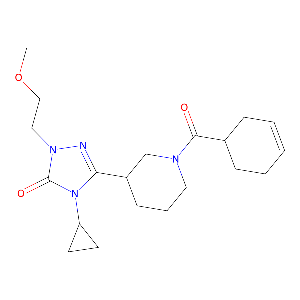 3-(1-(cyclohex-3-enecarbonyl)piperidin-3-yl)-4-cyclopropyl-1-(2-methoxyethyl)-1H-1,2,4-triazol-5(4H)-one molecular structure, CAS 2194847-56-6