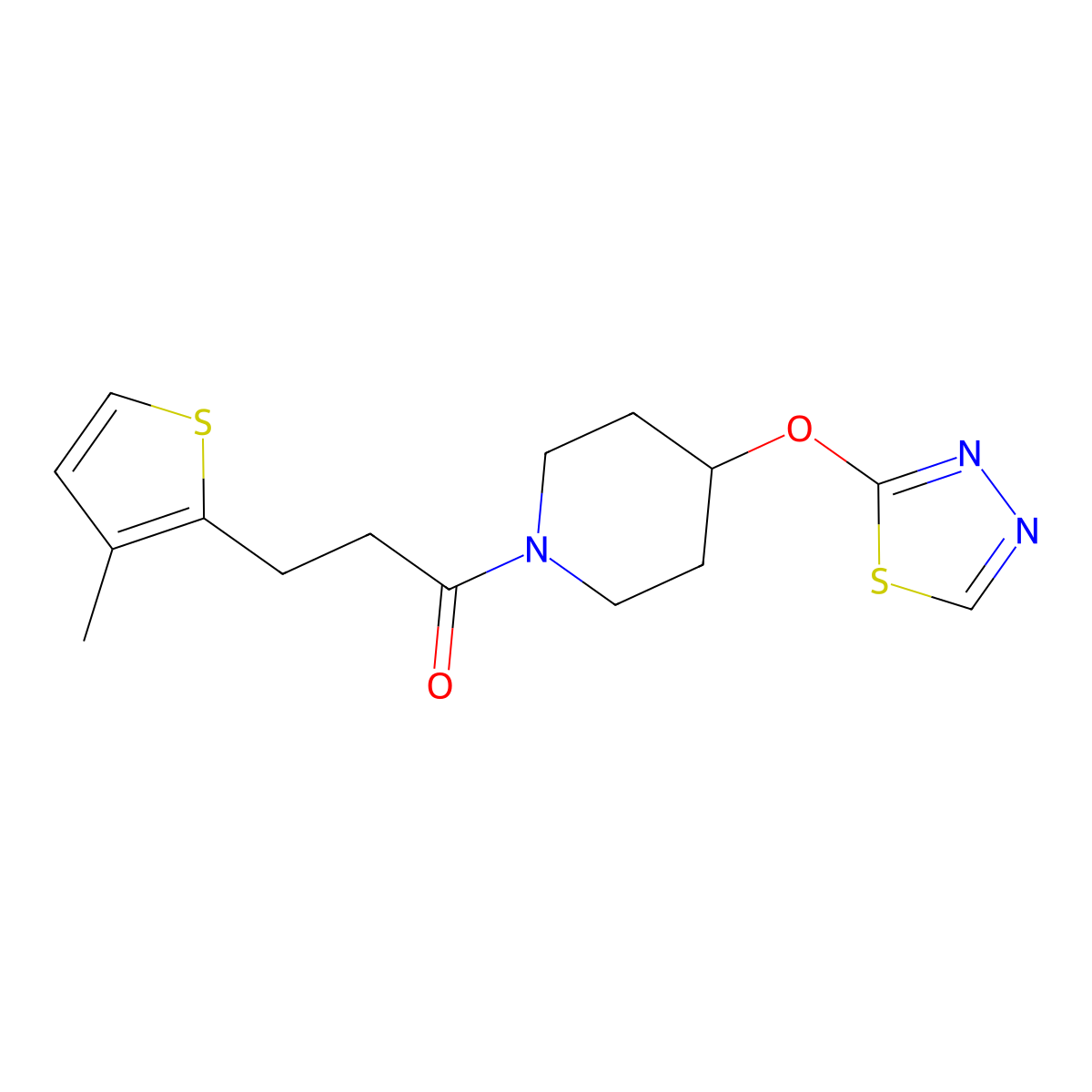 3-(3-Methylthiophen-2-yl)-1-[4-(1,3,4-thiadiazol-2-yloxy)piperidin-1-yl]propan-1-one molecular structure, CAS 2194847-66-8