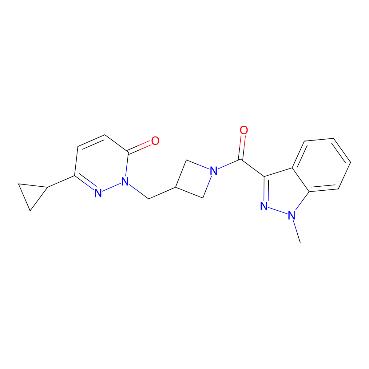 6-cyclopropyl-2-{[1-(1-methyl-1H-indazole-3-carbonyl)azetidin-3-yl]methyl}-2,3-dihydropyridazin-3-one molecular structure, CAS 2194847-70-4
