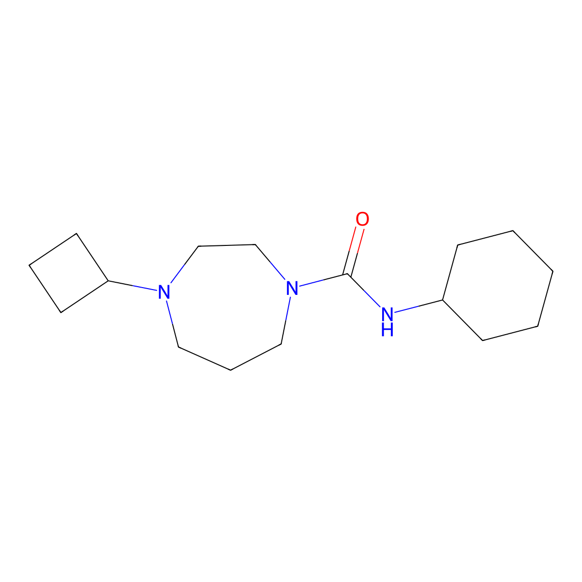 4-cyclobutyl-N-cyclohexyl-1,4-diazepane-1-carboxamide molecular structure, CAS 2194847-75-9