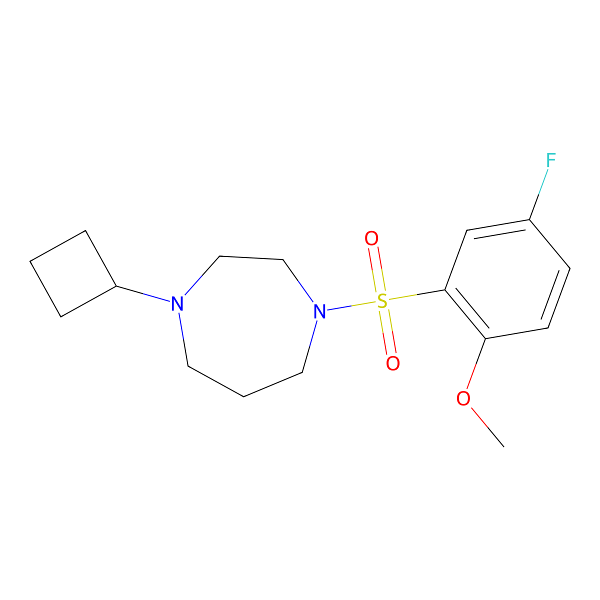 1-Cyclobutyl-4-(5-fluoro-2-methoxybenzenesulfonyl)-1,4-diazepane molecular structure, CAS 2194847-82-8