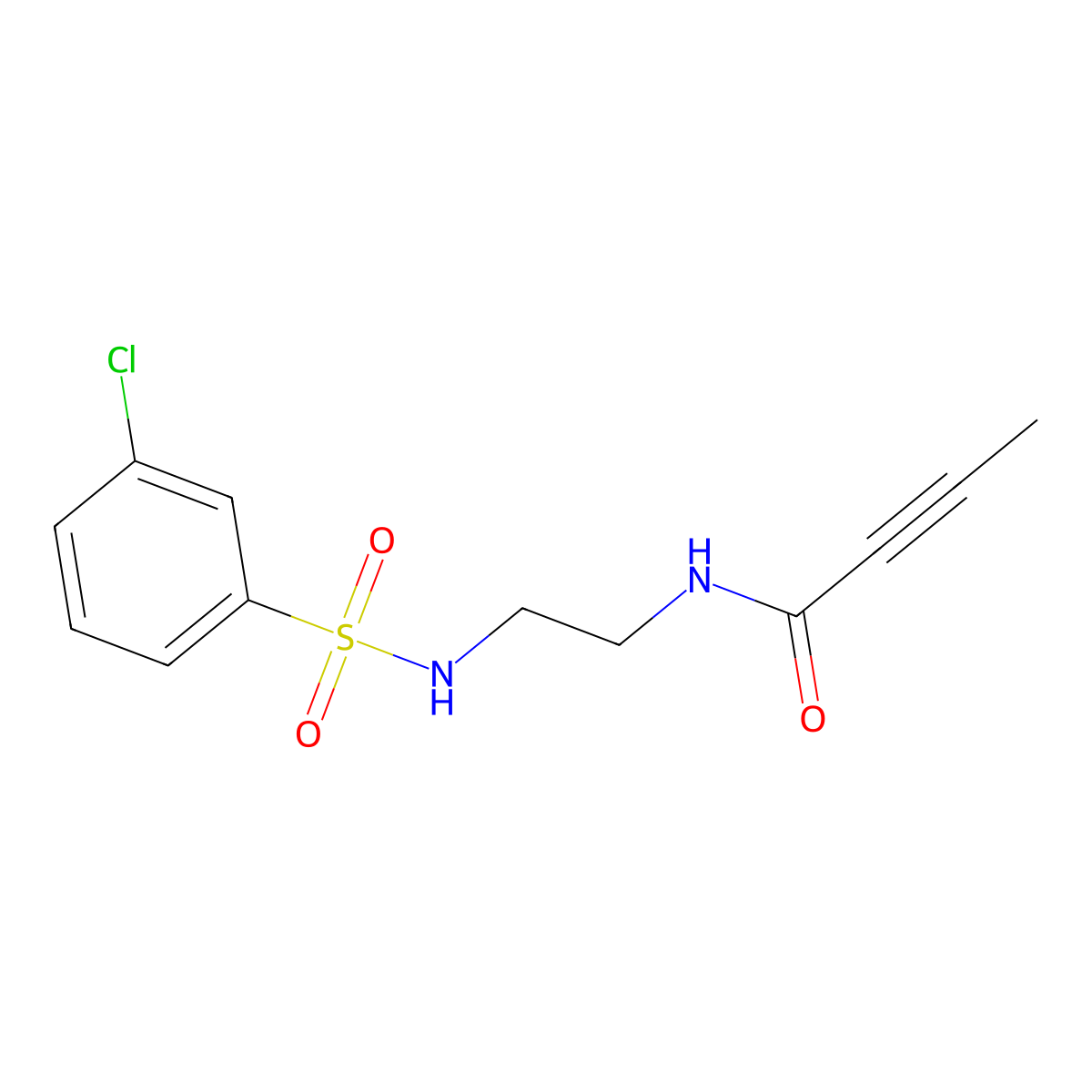 N-(2-((3-chlorophenyl)sulfonamido)ethyl)but-2-ynamide molecular structure, CAS 2194848-03-6