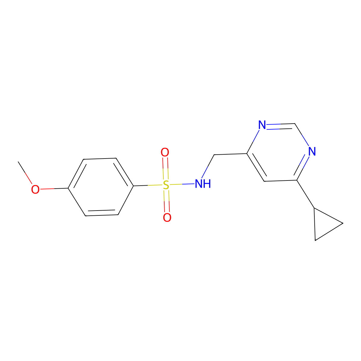 N-((6-cyclopropylpyrimidin-4-yl)methyl)-4-methoxybenzenesulfonamide molecular structure, CAS 2194848-09-2