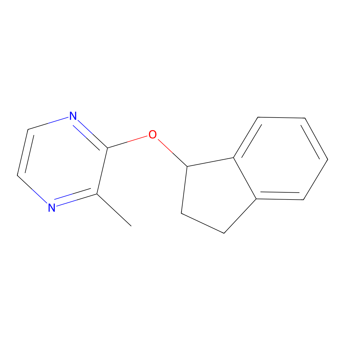 2-(2,3-dihydro-1H-inden-1-yloxy)-3-methylpyrazine molecular structure, CAS 2194848-13-8