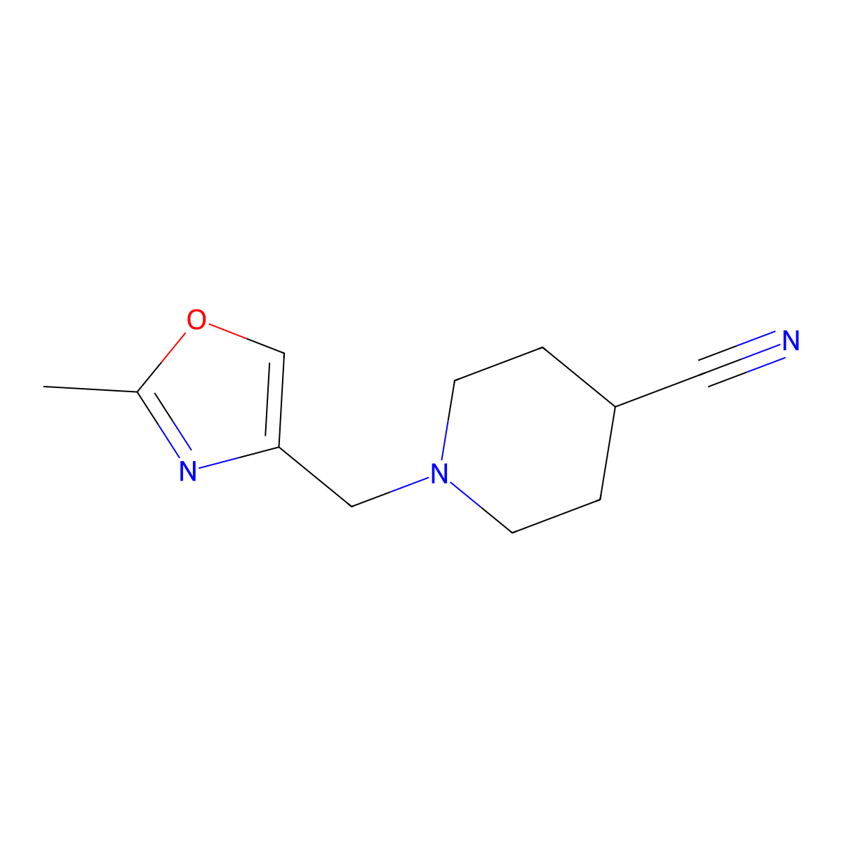 1-[(2-Methyl-1,3-oxazol-4-yl)methyl]piperidine-4-carbonitrile molecular structure, CAS 2194848-41-2