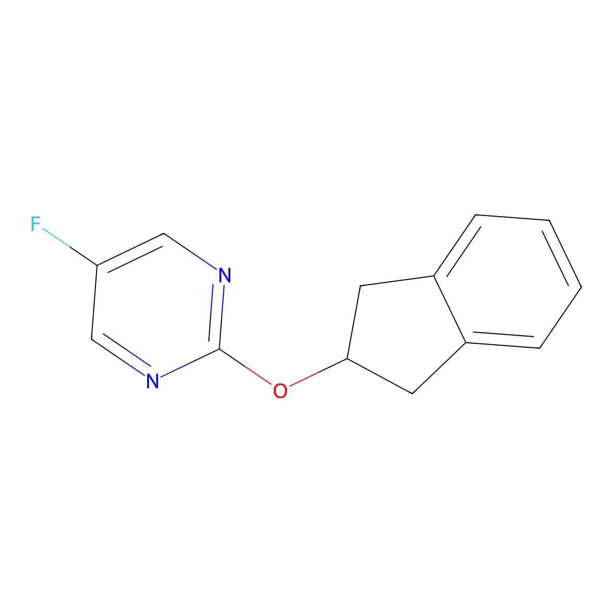2-(2,3-dihydro-1H-inden-2-yloxy)-5-fluoropyrimidine molecular structure, CAS 2194848-52-5