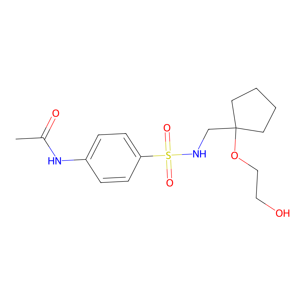 N-(4-(N-((1-(2-hydroxyethoxy)cyclopentyl)methyl)sulfamoyl)phenyl)acetamide molecular structure, CAS 2194848-56-9
