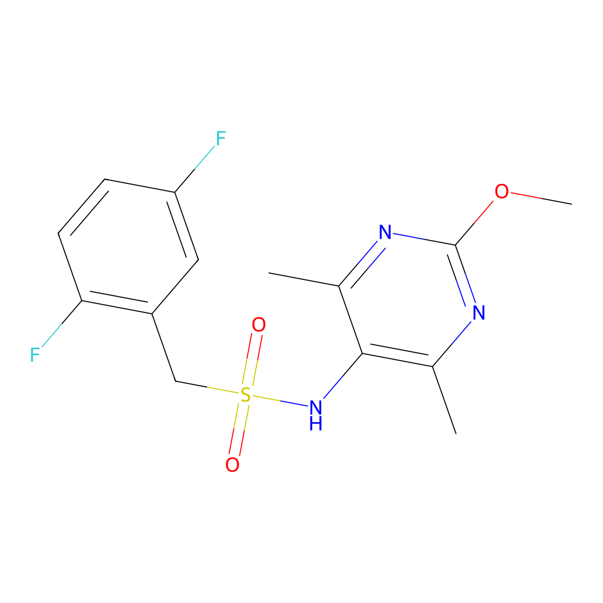 1-(2,5-difluorophenyl)-N-(2-methoxy-4,6-dimethylpyrimidin-5-yl)methanesulfonamide molecular structure, CAS 2194848-69-4