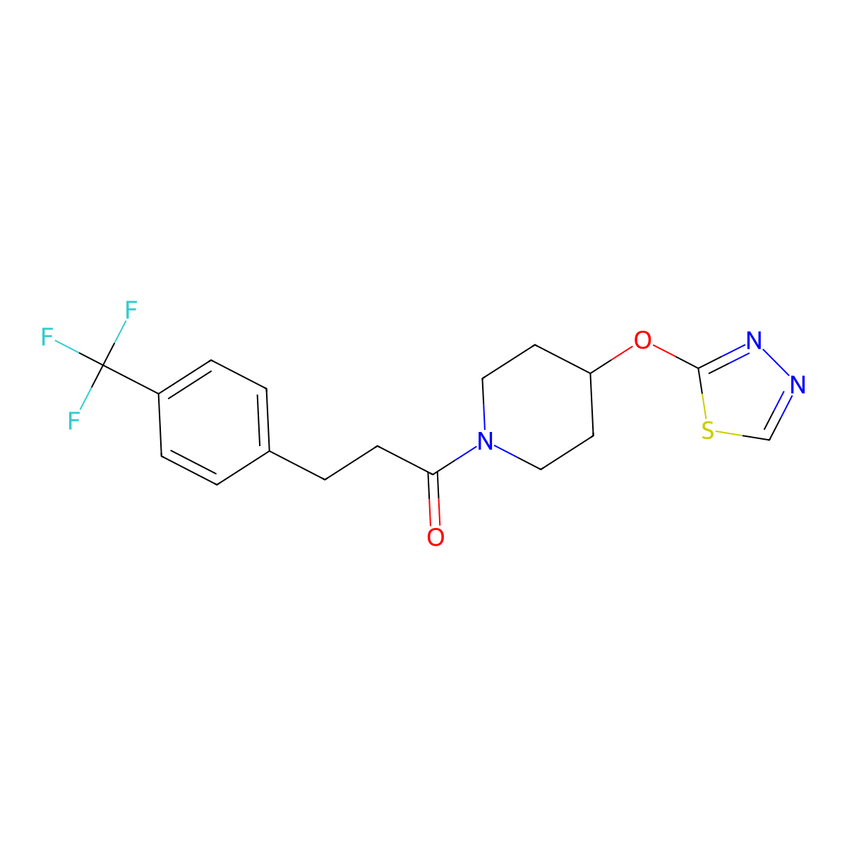 1-[4-(1,3,4-Thiadiazol-2-yloxy)piperidin-1-yl]-3-[4-(trifluoromethyl)phenyl]propan-1-one molecular structure, CAS 2194848-73-0