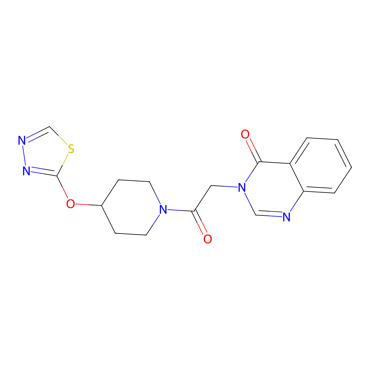 3-{2-Oxo-2-[4-(1,3,4-thiadiazol-2-yloxy)piperidin-1-yl]ethyl}-3,4-dihydroquinazolin-4-one molecular structure, CAS 2194849-40-4