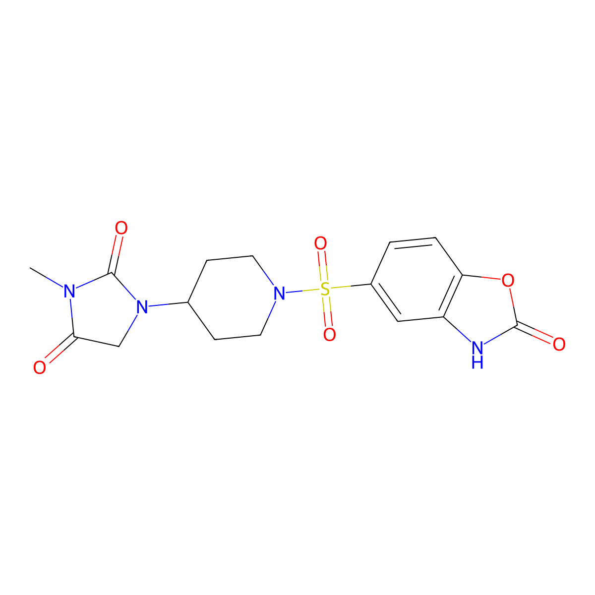 3-Methyl-1-{1-[(2-oxo-2,3-dihydro-1,3-benzoxazol-5-yl)sulfonyl]piperidin-4-yl}imidazolidine-2,4-dione molecular structure, CAS 2194849-51-7