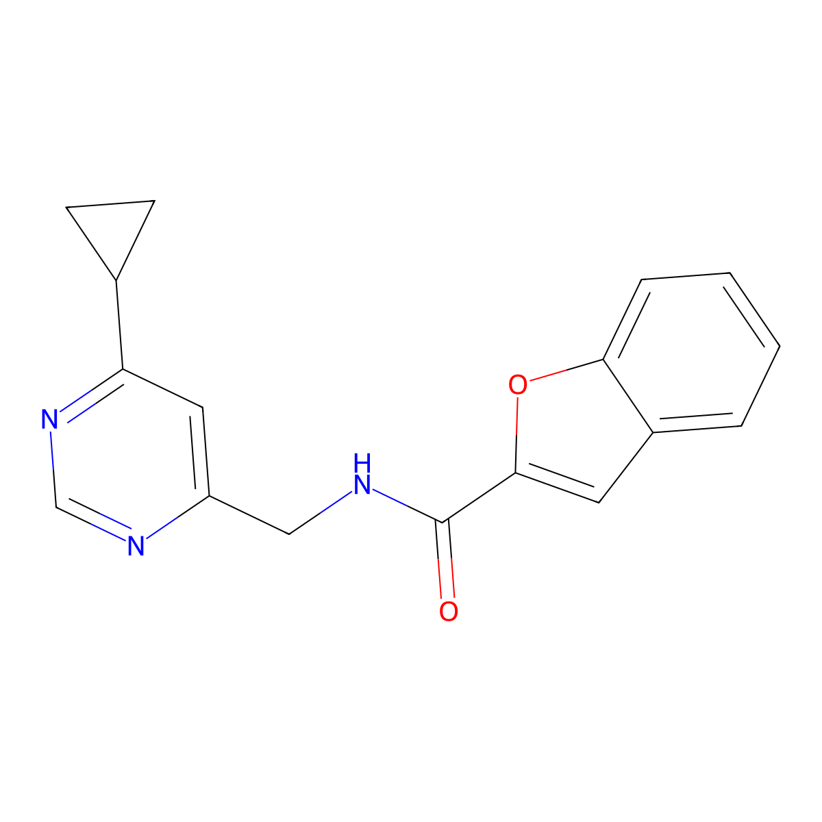 N-((6-cyclopropylpyrimidin-4-yl)methyl)benzofuran-2-carboxamide molecular structure, CAS 2194849-61-9