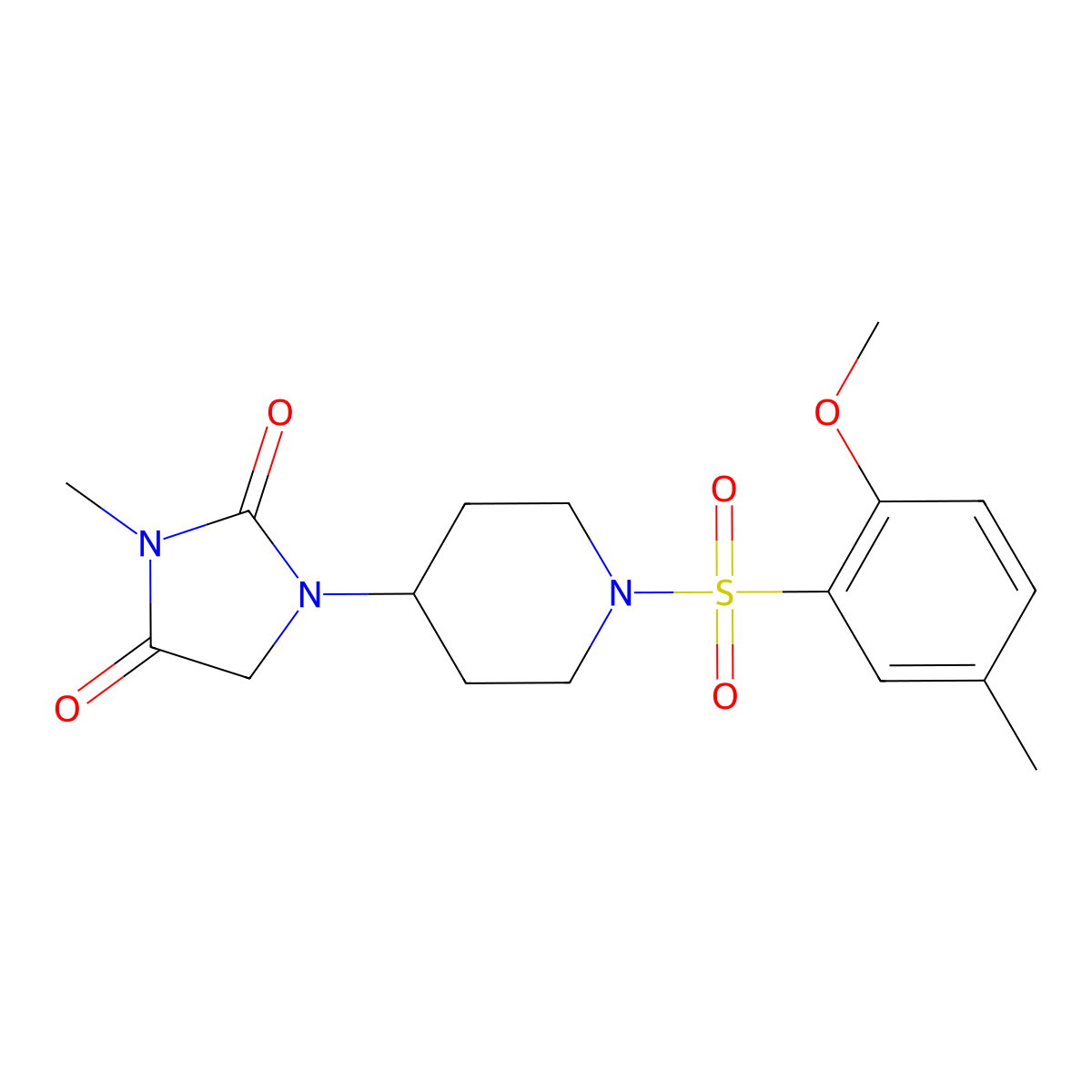 1-[1-(2-Methoxy-5-methylbenzenesulfonyl)piperidin-4-yl]-3-methylimidazolidine-2,4-dione molecular structure, CAS 2194849-91-5