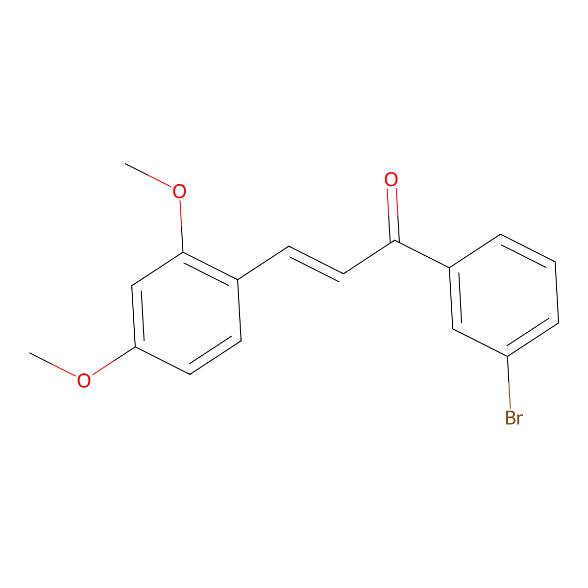 (2E)-1-(3-bromophenyl)-3-(2,4-dimethoxyphenyl)prop-2-en-1-one molecular structure, CAS 219488-03-6