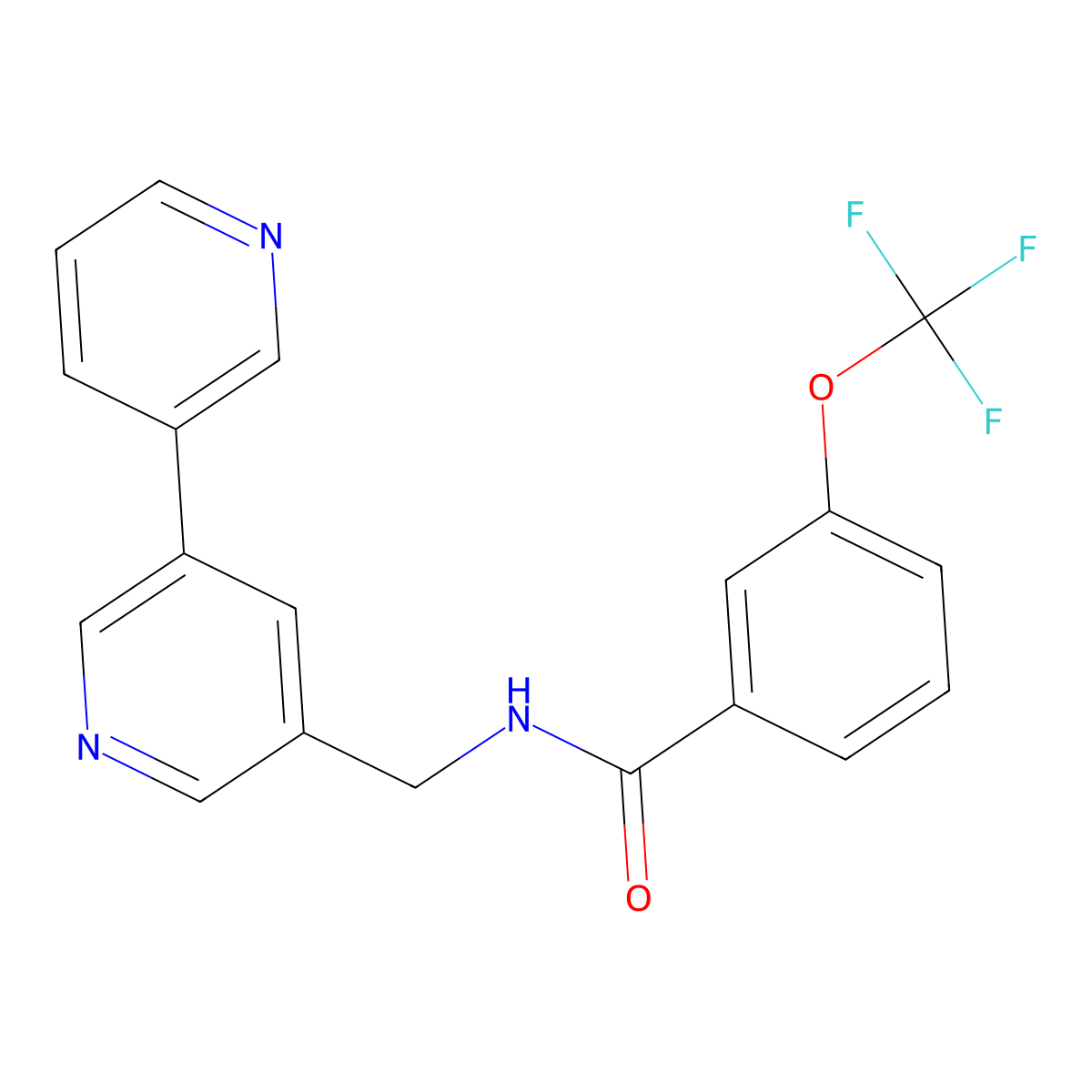N-({[3,3'-bipyridine]-5-yl}methyl)-3-(trifluoromethoxy)benzamide molecular structure, CAS 2194901-40-9
