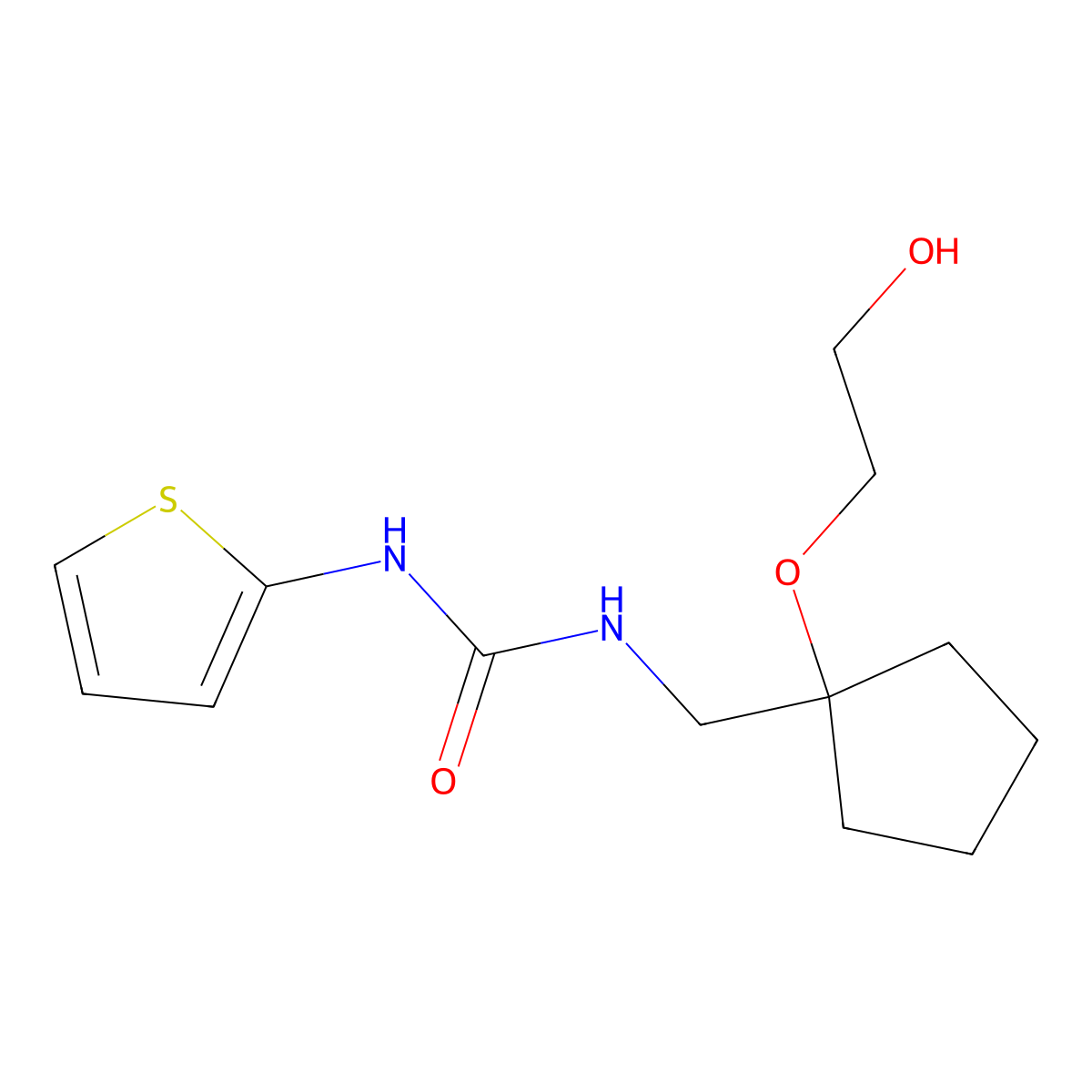 1-{[1-(2-Hydroxyethoxy)cyclopentyl]methyl}-3-(thiophen-2-yl)urea molecular structure, CAS 2194901-64-7