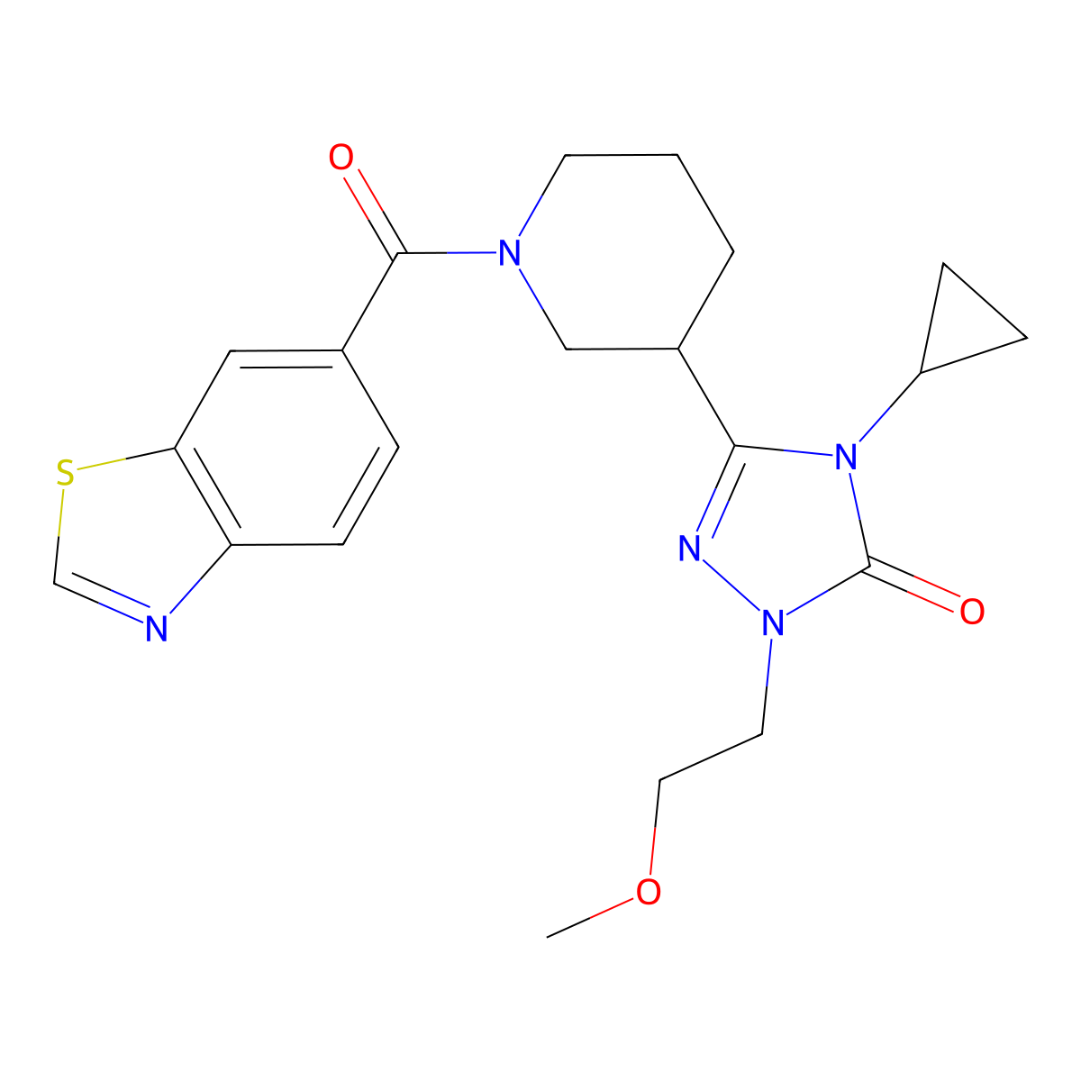 3-(1-(benzo[d]thiazole-6-carbonyl)piperidin-3-yl)-4-cyclopropyl-1-(2-methoxyethyl)-1H-1,2,4-triazol-5(4H)-one molecular structure, CAS 2194901-83-0
