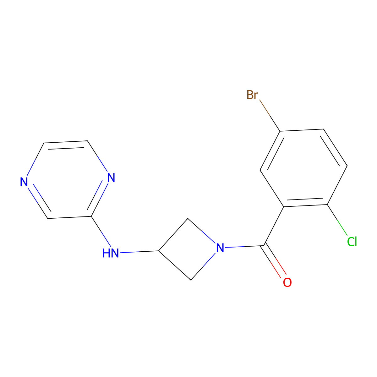 N-[1-(5-bromo-2-chlorobenzoyl)azetidin-3-yl]pyrazin-2-amine molecular structure, CAS 2194902-62-8