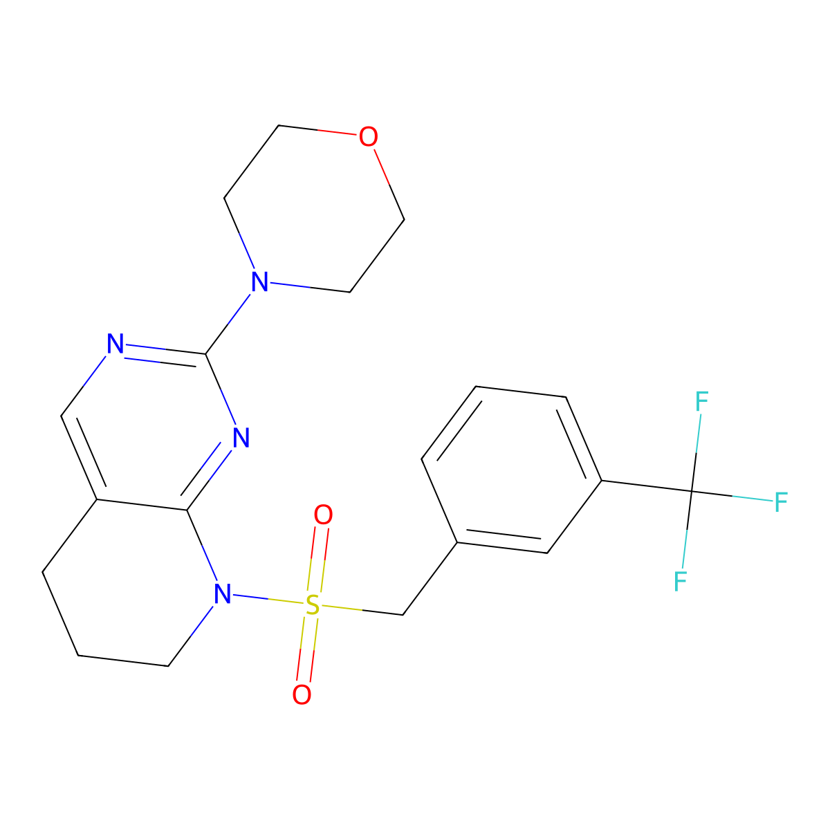 4-(8-((3-(Trifluoromethyl)benzyl)sulfonyl)-5,6,7,8-tetrahydropyrido[2,3-d]pyrimidin-2-yl)morpholine molecular structure, CAS 2194903-03-0