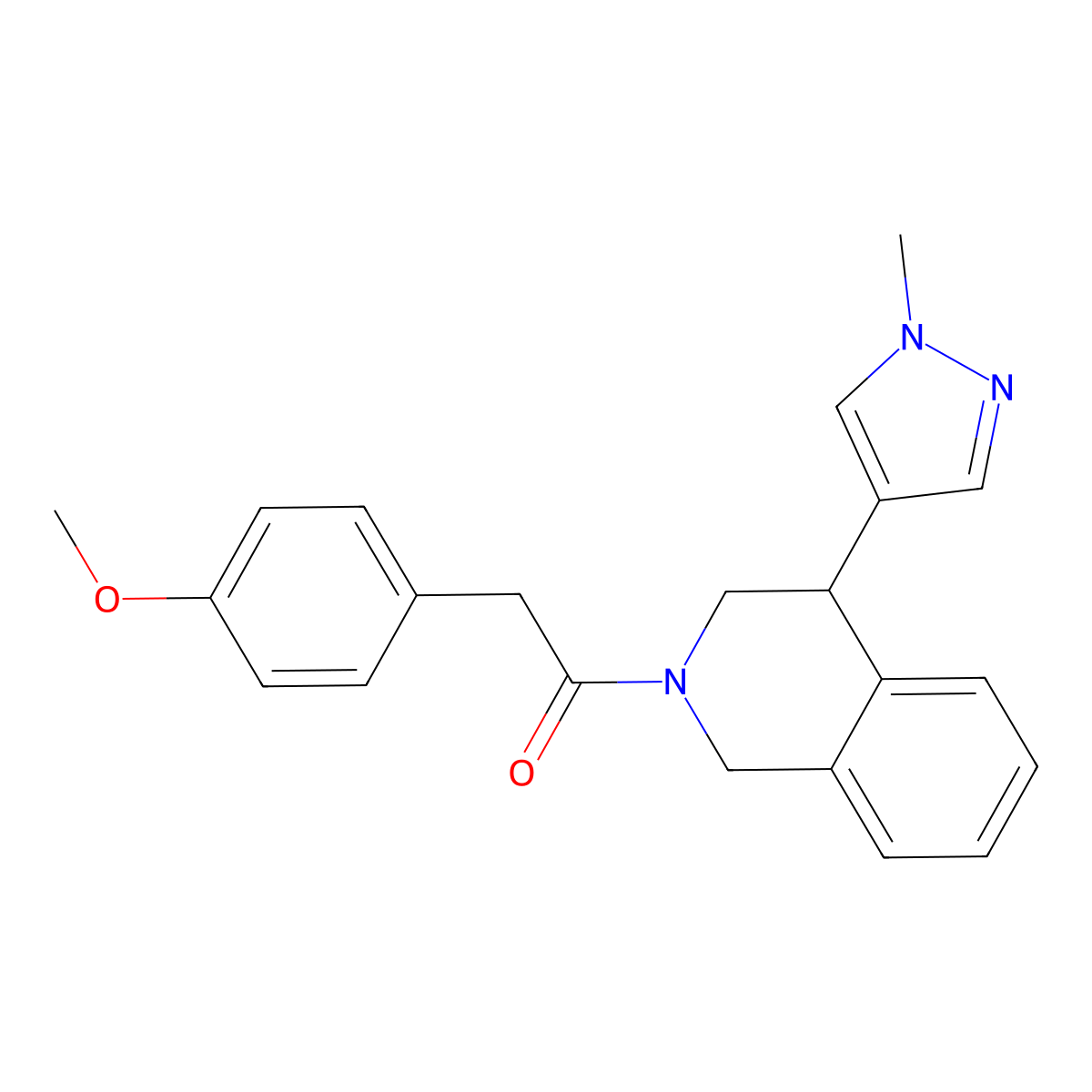 2-(4-methoxyphenyl)-1-(4-(1-methyl-1H-pyrazol-4-yl)-3,4-dihydroisoquinolin-2(1H)-yl)ethanone molecular structure, CAS 2194903-16-5