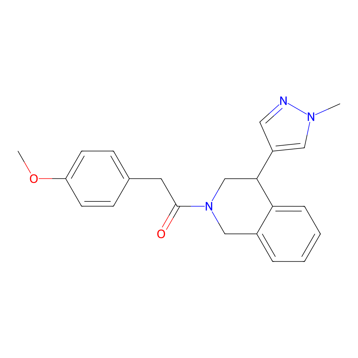 2-(4-methoxyphenyl)-1-(4-(1-methyl-1H-pyrazol-4-yl)-3,4-dihydroisoquinolin-2(1H)-yl)ethanone molecular structure, CAS 2194903-16-5