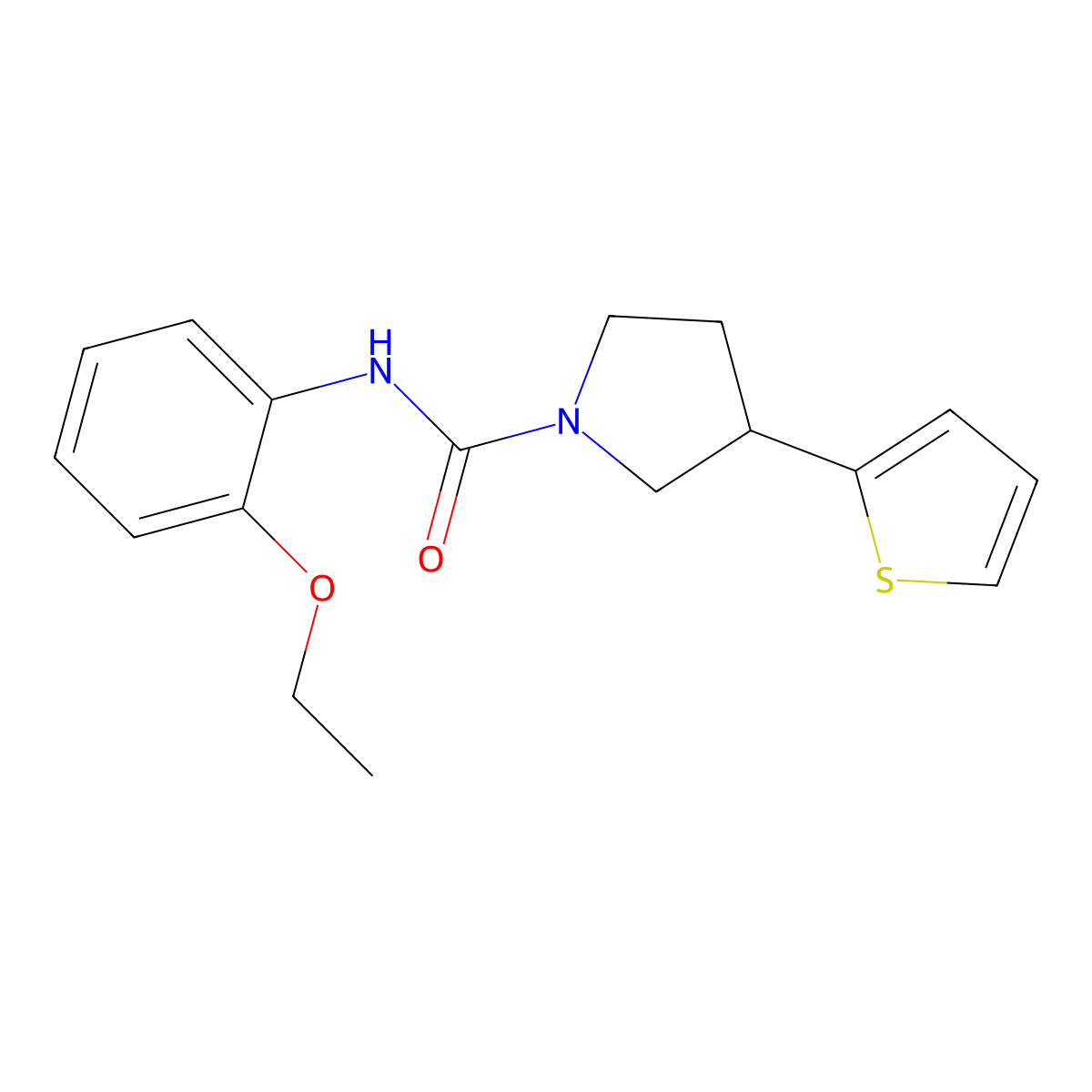 N-(2-ethoxyphenyl)-3-(thiophen-2-yl)pyrrolidine-1-carboxamide molecular structure, CAS 2194903-26-7