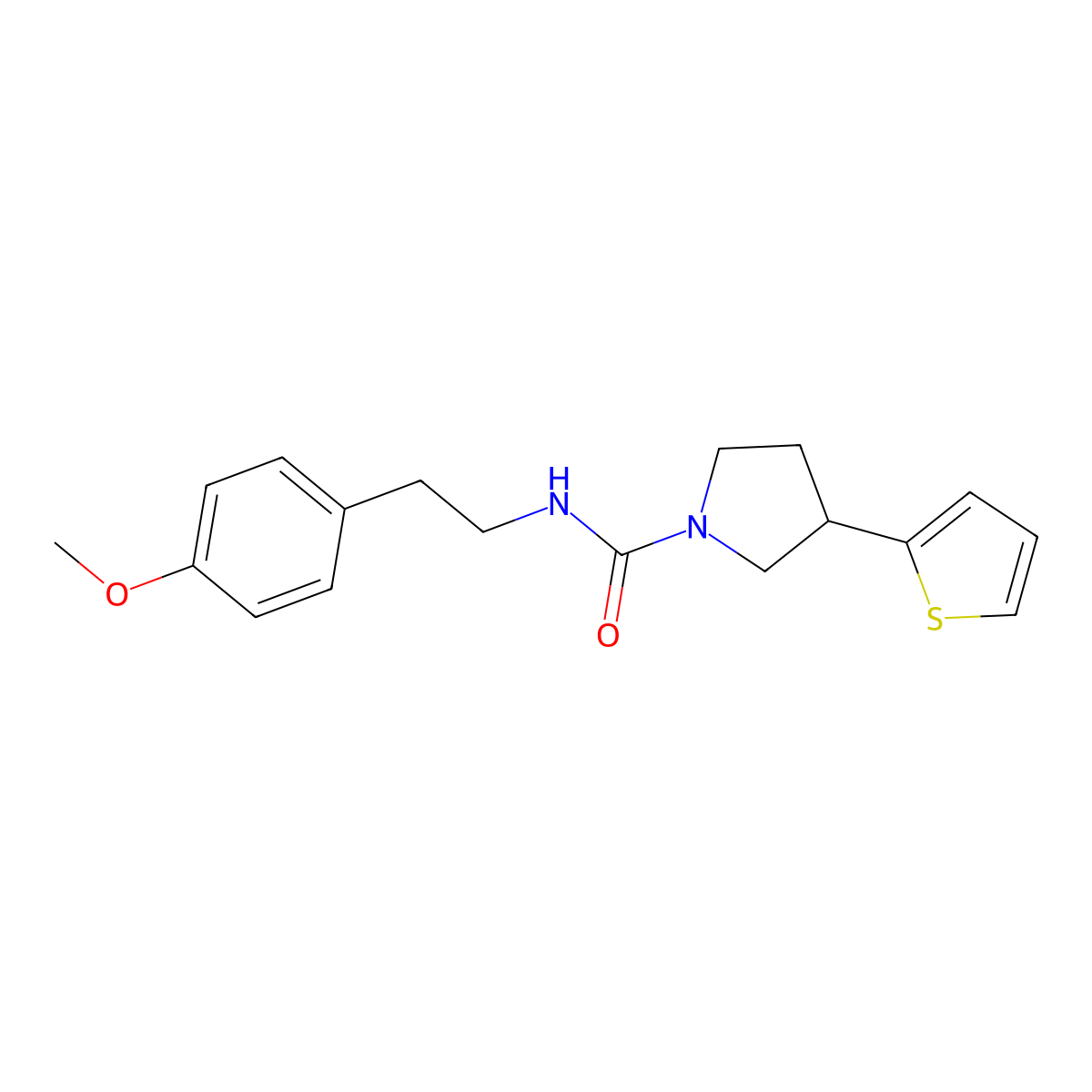 N-[2-(4-methoxyphenyl)ethyl]-3-(thiophen-2-yl)pyrrolidine-1-carboxamide molecular structure, CAS 2194903-71-2