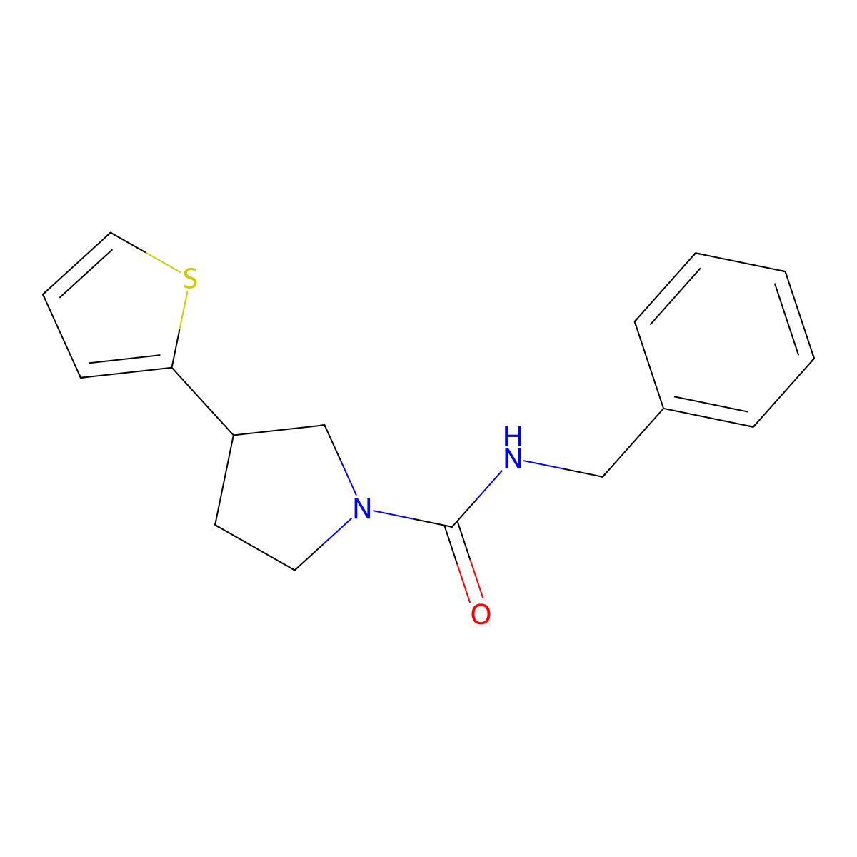 N-benzyl-3-(thiophen-2-yl)pyrrolidine-1-carboxamide molecular structure, CAS 2194903-84-7