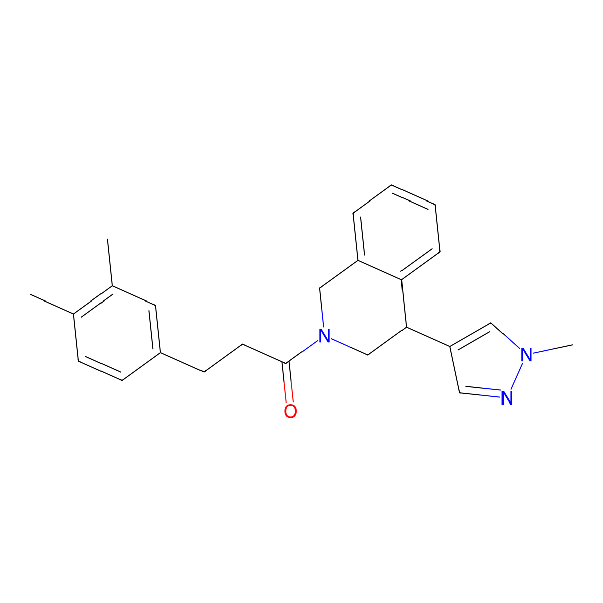 3-(3,4-dimethylphenyl)-1-(4-(1-methyl-1H-pyrazol-4-yl)-3,4-dihydroisoquinolin-2(1H)-yl)propan-1-one molecular structure, CAS 2194904-30-6