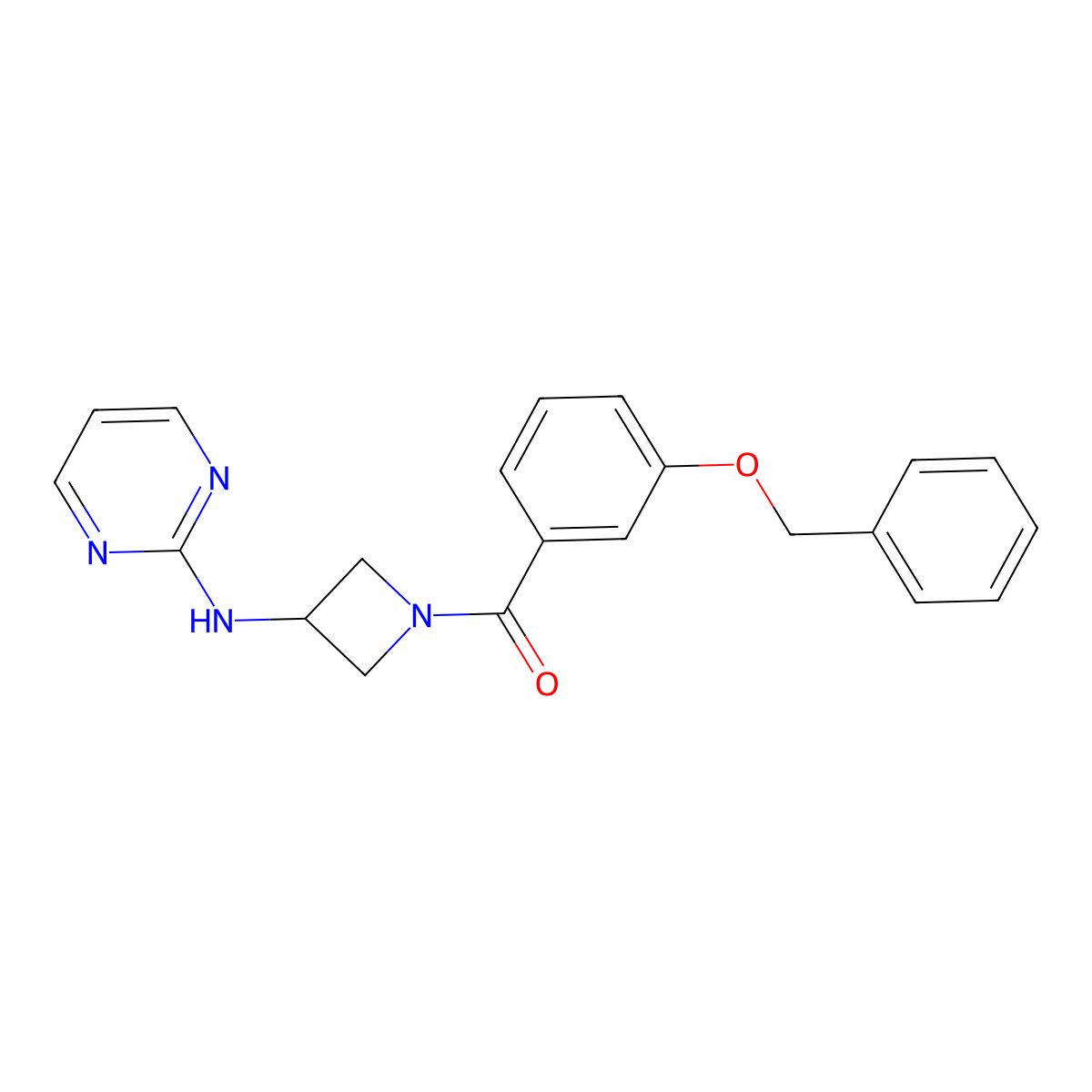 (3-(Benzyloxy)phenyl)(3-(pyrimidin-2-ylamino)azetidin-1-yl)methanone molecular structure, CAS 2194905-03-6