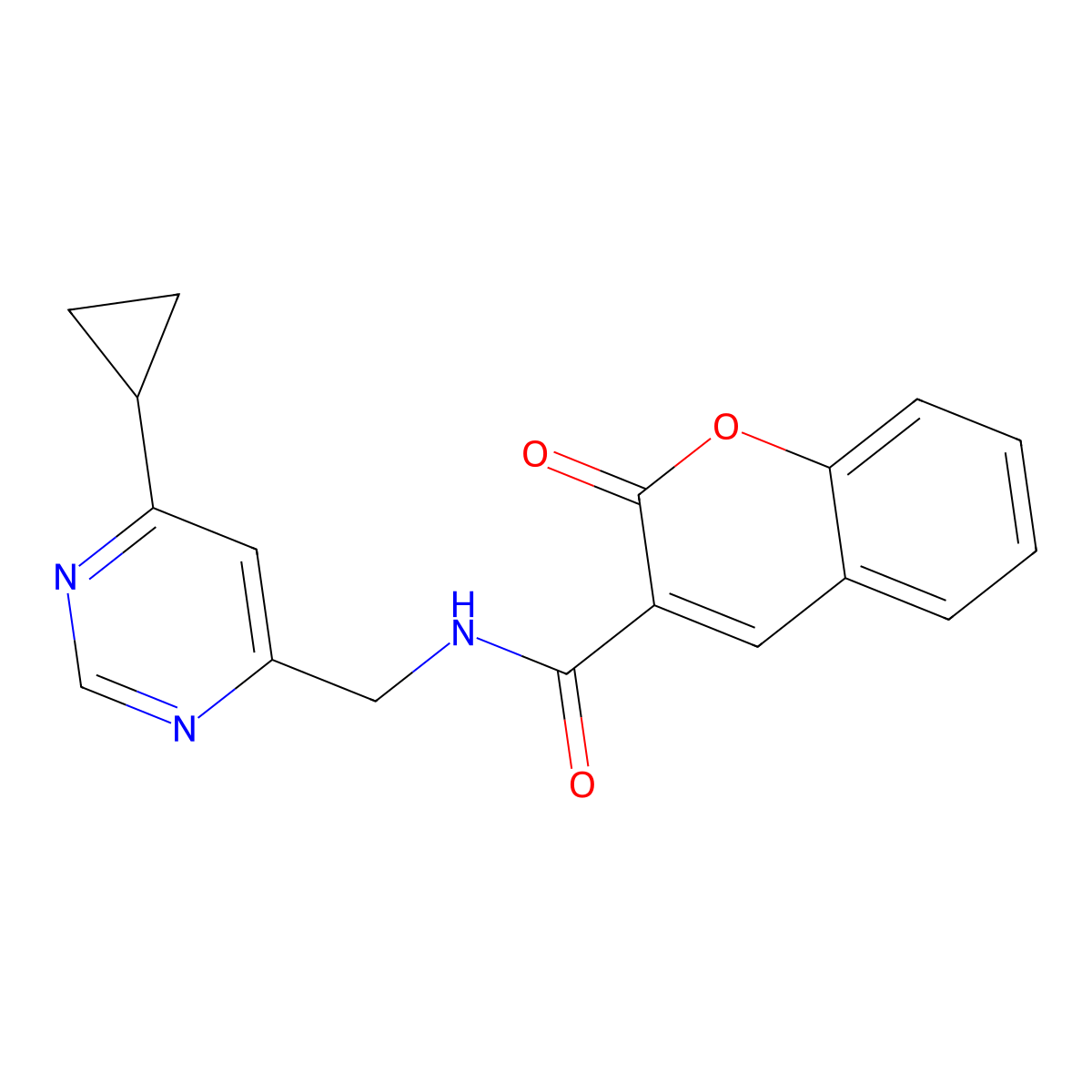 N-[(6-cyclopropylpyrimidin-4-yl)methyl]-2-oxo-2H-chromene-3-carboxamide molecular structure, CAS 2194905-07-0