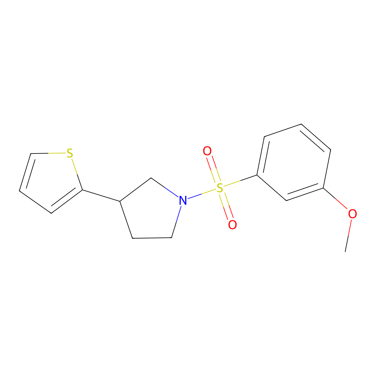 1-(3-Methoxybenzenesulfonyl)-3-(thiophen-2-yl)pyrrolidine molecular structure, CAS 2194905-19-4