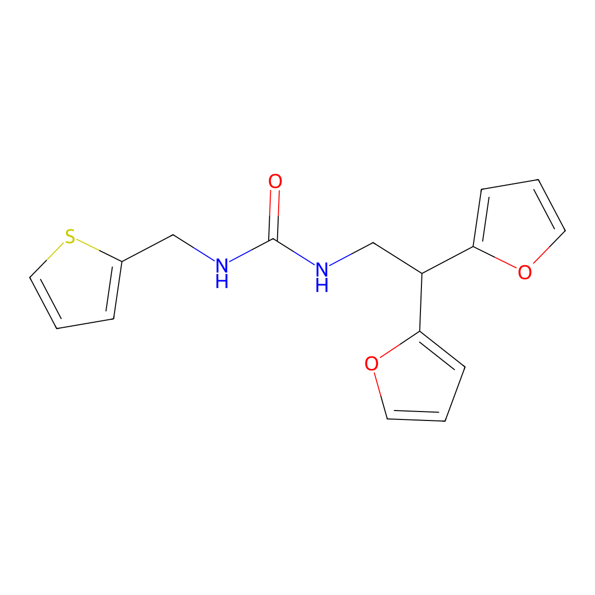 1-(2,2-Di(furan-2-yl)ethyl)-3-(thiophen-2-ylmethyl)urea molecular structure, CAS 2194905-39-8