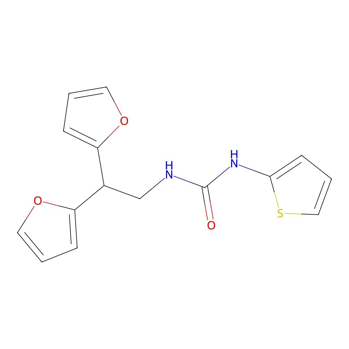 1-[2,2-Bis(furan-2-yl)ethyl]-3-(thiophen-2-yl)urea molecular structure, CAS 2194905-57-0