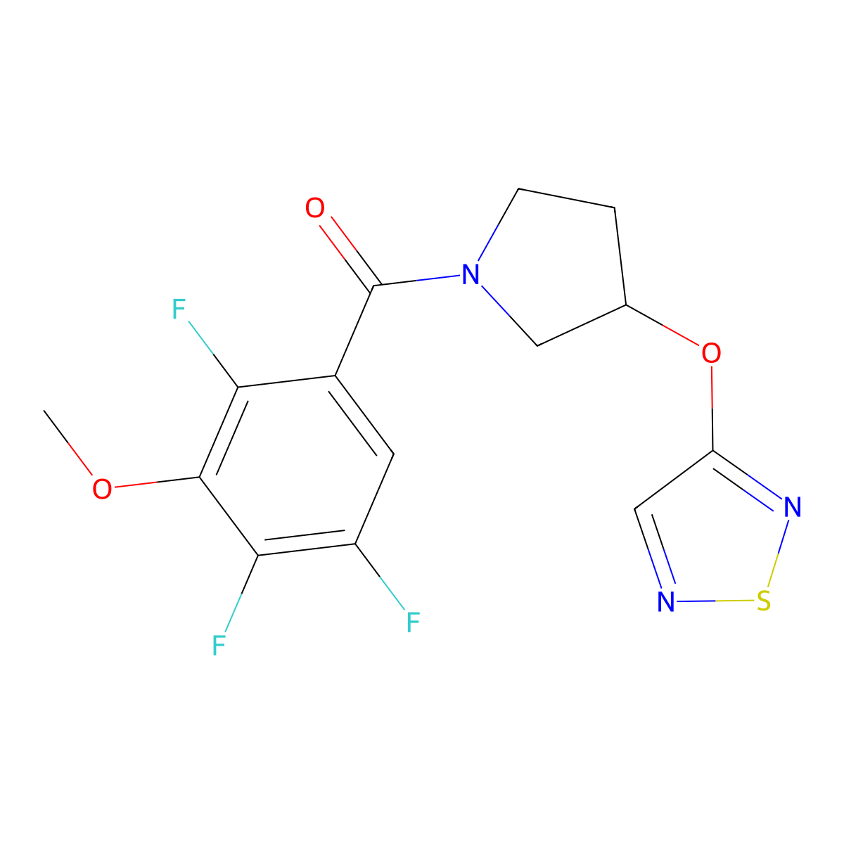 (3-((1,2,5-Thiadiazol-3-yl)oxy)pyrrolidin-1-yl)(2,4,5-trifluoro-3-methoxyphenyl)methanone molecular structure, CAS 2194906-32-4