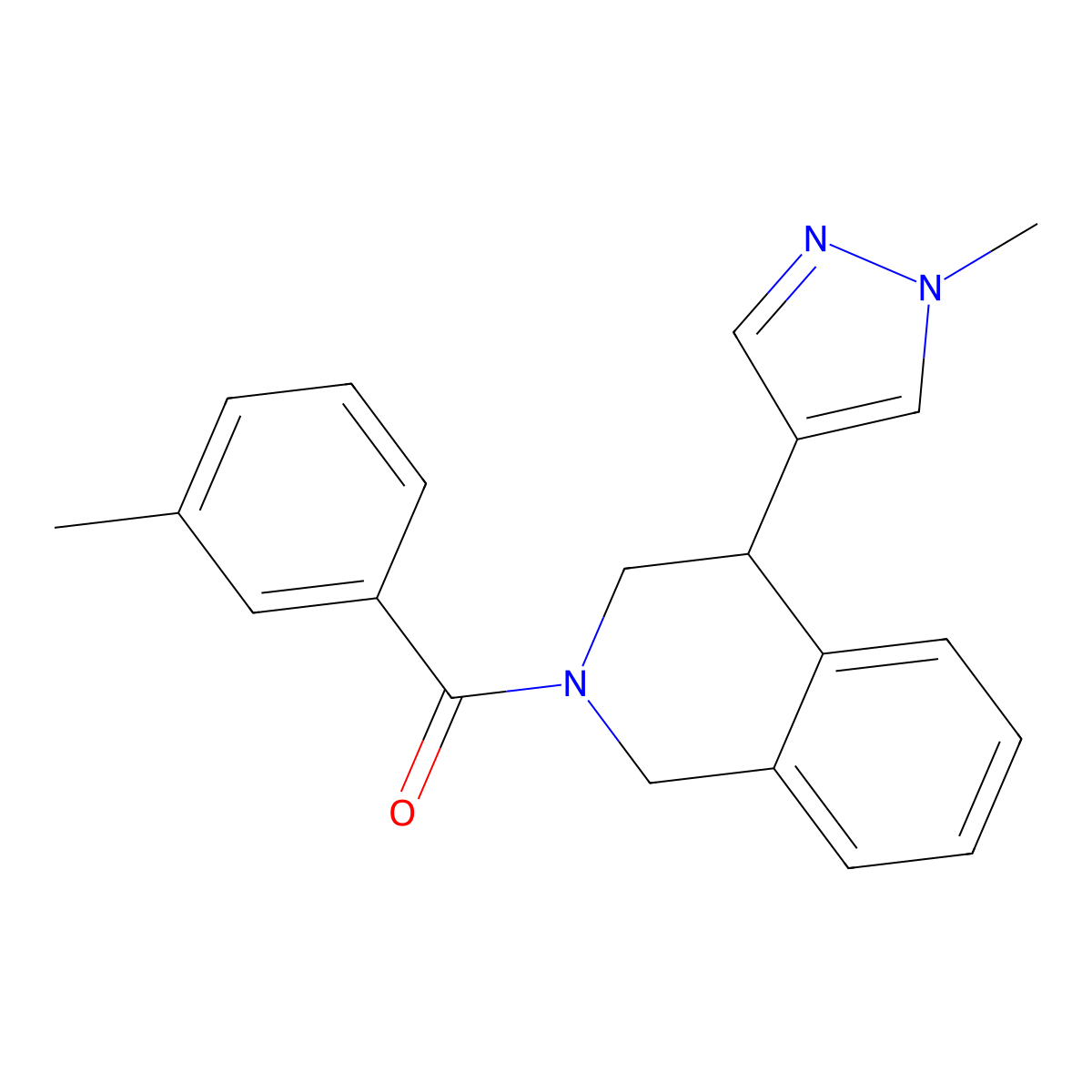 (4-(1-methyl-1H-pyrazol-4-yl)-3,4-dihydroisoquinolin-2(1H)-yl)(m-tolyl)methanone molecular structure, CAS 2194906-48-2